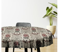 Ervi gobelínový ubrus na stůl oválný - Main flower šedobéžový