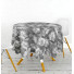 Ervi bavlněný ubrus na stůl kulatý/oválný - větvičky na šedém