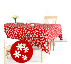 Ervi bavlněný ubrus na stůl obdélníkový/čtvercový - květinky na červeném