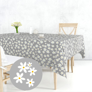 Ervi bavlněný ubrus na stůl obdélníkový/čtvercový -květinky na šedém