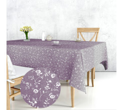 Ervi bavlněný ubrus na stůl obdélníkový/čtvercový - Květiny na lilkovém