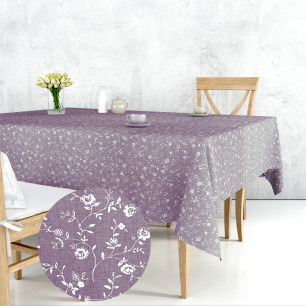 Ervi bavlněný ubrus na stůl obdélníkový/čtvercový -Květiny na lilkovém
