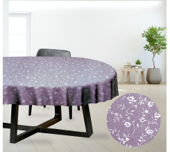 Ervi bavlněný ubrus na stůl oválný - Květiny na lilkovém