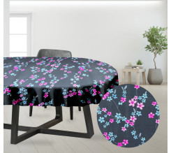 Ervi bavlněný ubrus na stůl oválný - květ na šedém