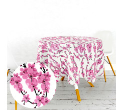 Ervi bavlněný ubrus na stůl kulatý -  květy sakury