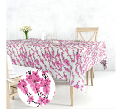 Ervi bavlněný ubrus na stůl obdélníkový/čtvercový - květy sakury