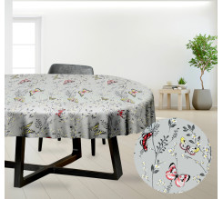 Ervi bavlněný ubrus na stůl oválný - motýlcí na šedém