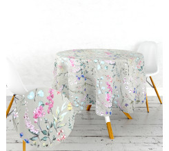Ervi bavlněný ubrus na stůl kulatý - Polní květy