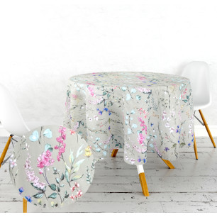 Ervi bavlněný ubrus na stůl kulatý- Polní květy