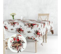 Ervi bavlněný ubrus na stůl obdélníkový/čtvercový - Růže a kapradí