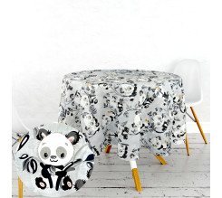 Ervi bavlněný ubrus na stůl kulatý - panda