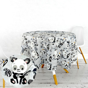 Ervi bavlněný ubrus na stůl kulatý- panda