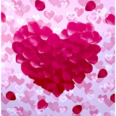 Ervi bavlna  š.240 cm - srdce z růžových lístků-růžové, metráž
