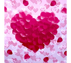 Ervi bavlna  š.240 cm - srdce z růžových lístků-růžové, metráž