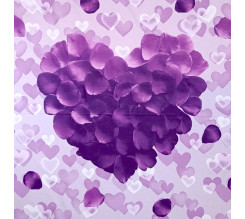Ervi bavlna  š.240 cm - srdce z růžových lístků-fialové, metráž