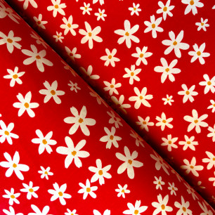 Ervi bavlna š.240cm - květinky na červeném - 26186-20, metráž