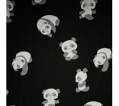 Ervi bavlna š.240 cm - Pandy na černém, metráž