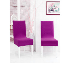 Napínací potah na židli s opěradlem - purpurový, 2 ks