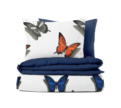 Ervi bavlněné povlečení oboustranné - motýli barevné/modré