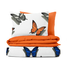 Ervi bavlněné povlečení oboustranné - motýli barevné/oranžové
