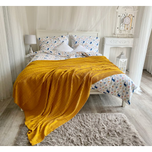 Pletená multifunkční deka-přehoz na postel-cíhlová, 220x240 cm