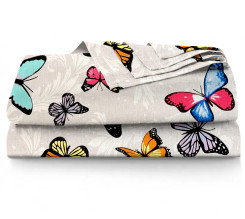 Ervi bavlněné prostěradlo - barevné motýlcí na šedém