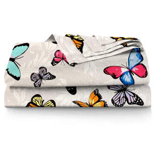 Ervi bavlněné prostěradlo - barevné motýlcí na šedém