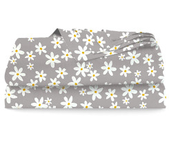 Ervi bavlněné prostěradlo - květinky na šedém