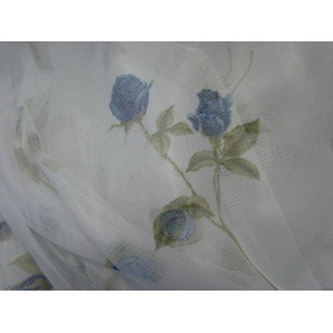 Dekorační síťovaná záclona KB7838 modré růže 